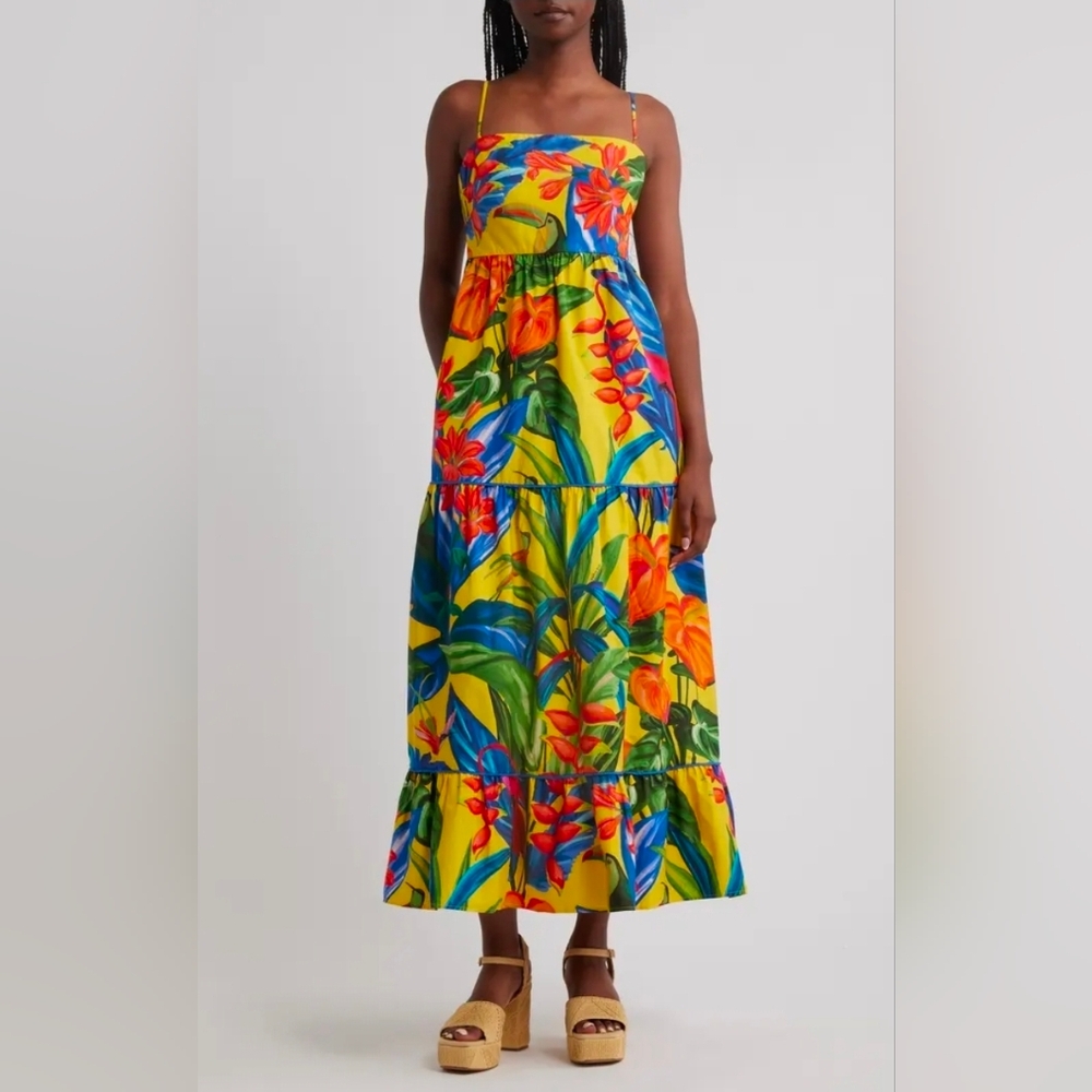 Farm Rio Bright Nature Maxi Sundress small Tropical Floral $210 NWT - Picture 9 of 15